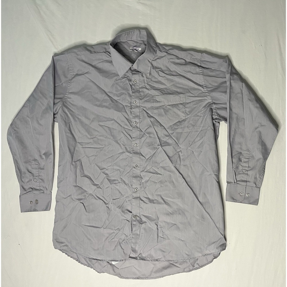Stefano Italian Oxford Dress Shirt Men's 18.5 6/7 Gray Long Sleeve Button Up